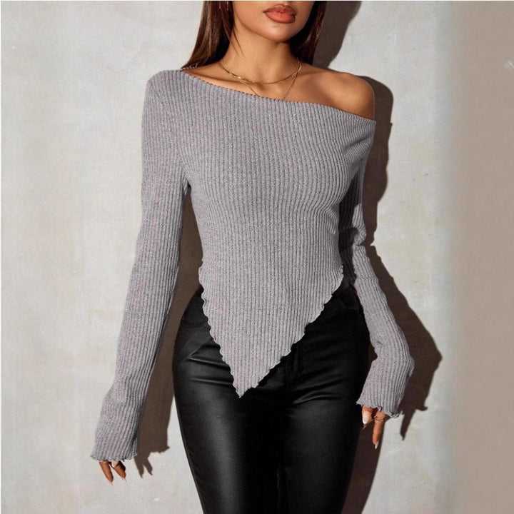 Damen Asymmetrischer Strickpullover Drune