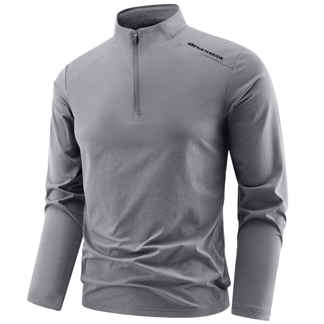 Herren Langarm-Performance-Halbzip-Trainingsshirt mit Stehkragen und atmungsaktivem Funktionsmaterial Drune