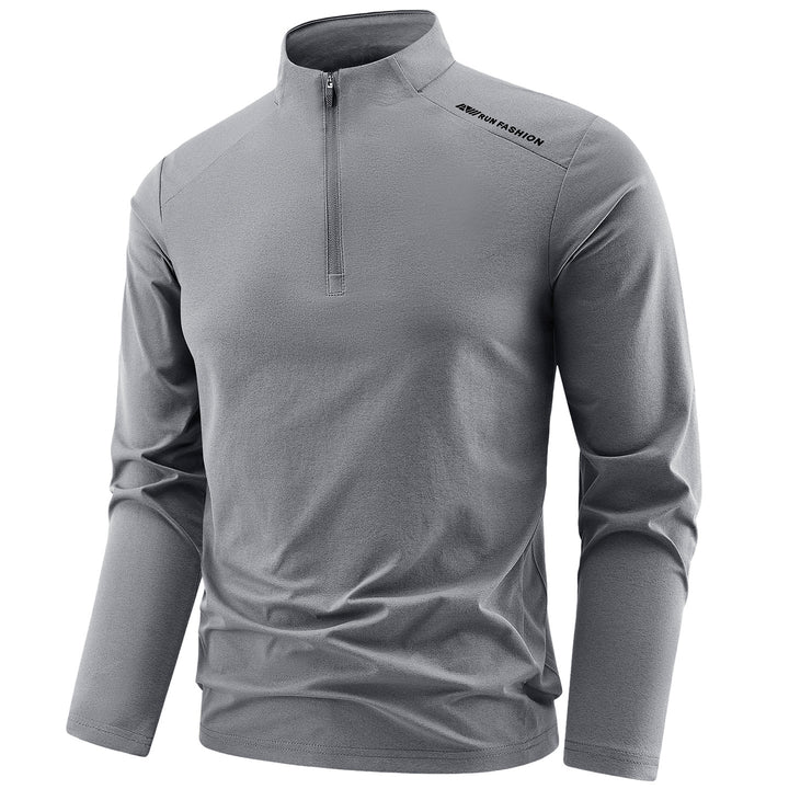 Herren Langarm-Performance-Halbzip-Trainingsshirt mit Stehkragen und atmungsaktivem Funktionsmaterial Drune