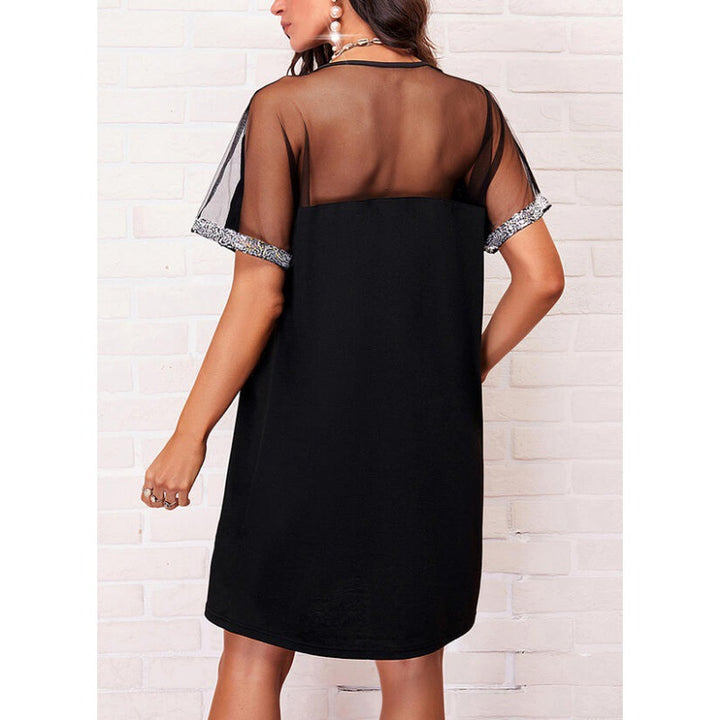 Damen CASUAL KLEID MIT TRANSPARENTEN ÄRMELN UND GLITZERVERZIERUNG Drune
