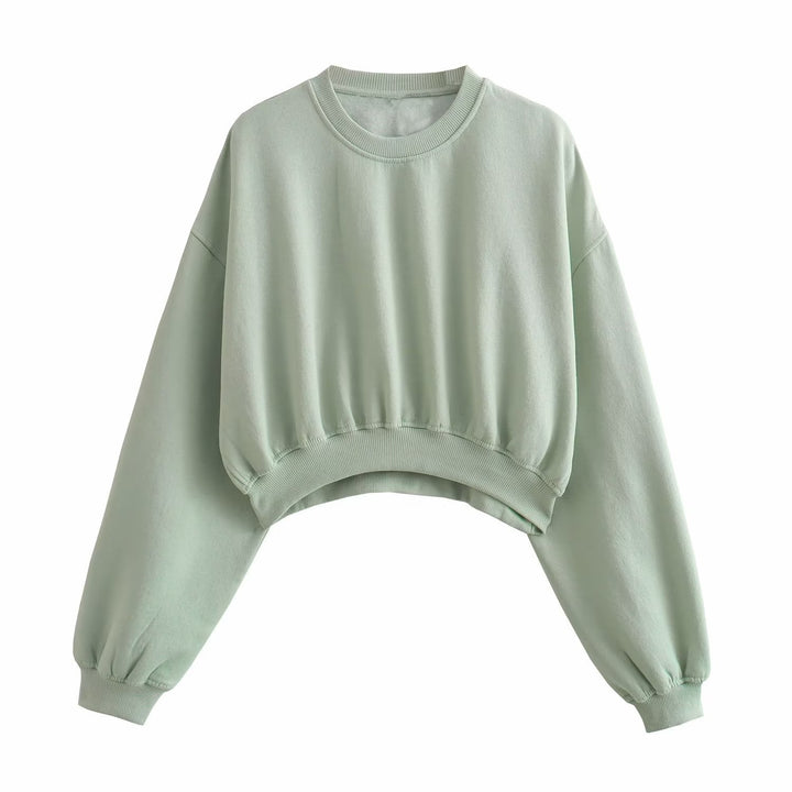 Damen Kurzes Oversize‑Sweatshirt mit gerafftem Saum und Ballonärmeln Drune