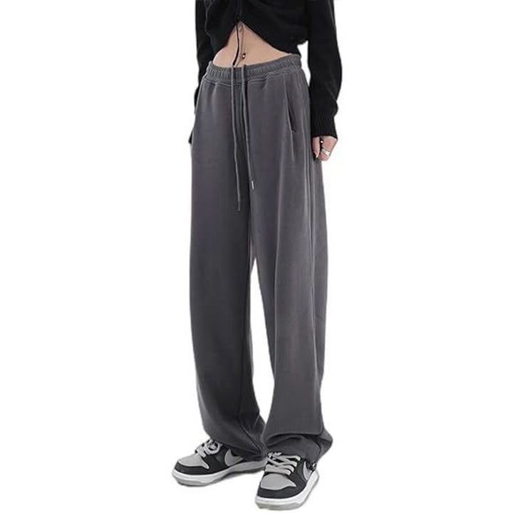 Damen nan locker fallende Sweatpants mit extra weitem Bein, hohem Bund und Kordelzug Drune