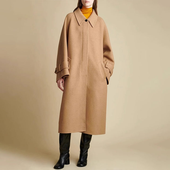 Damen Oversized Wollmantel mit modernem Kragen Drune
