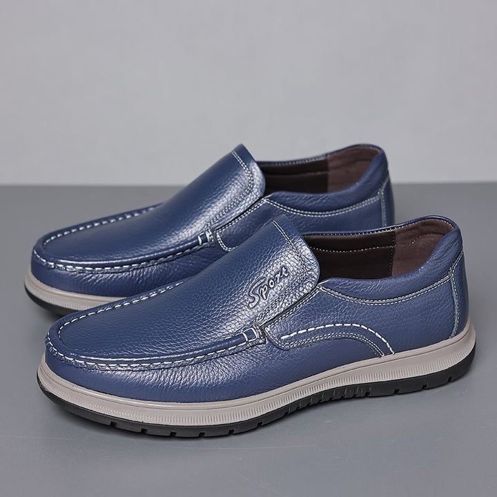 Herren Klassische Lederoptik Slipper im Mokassin-Stil mit gepolsterter Komfortsohle Drune