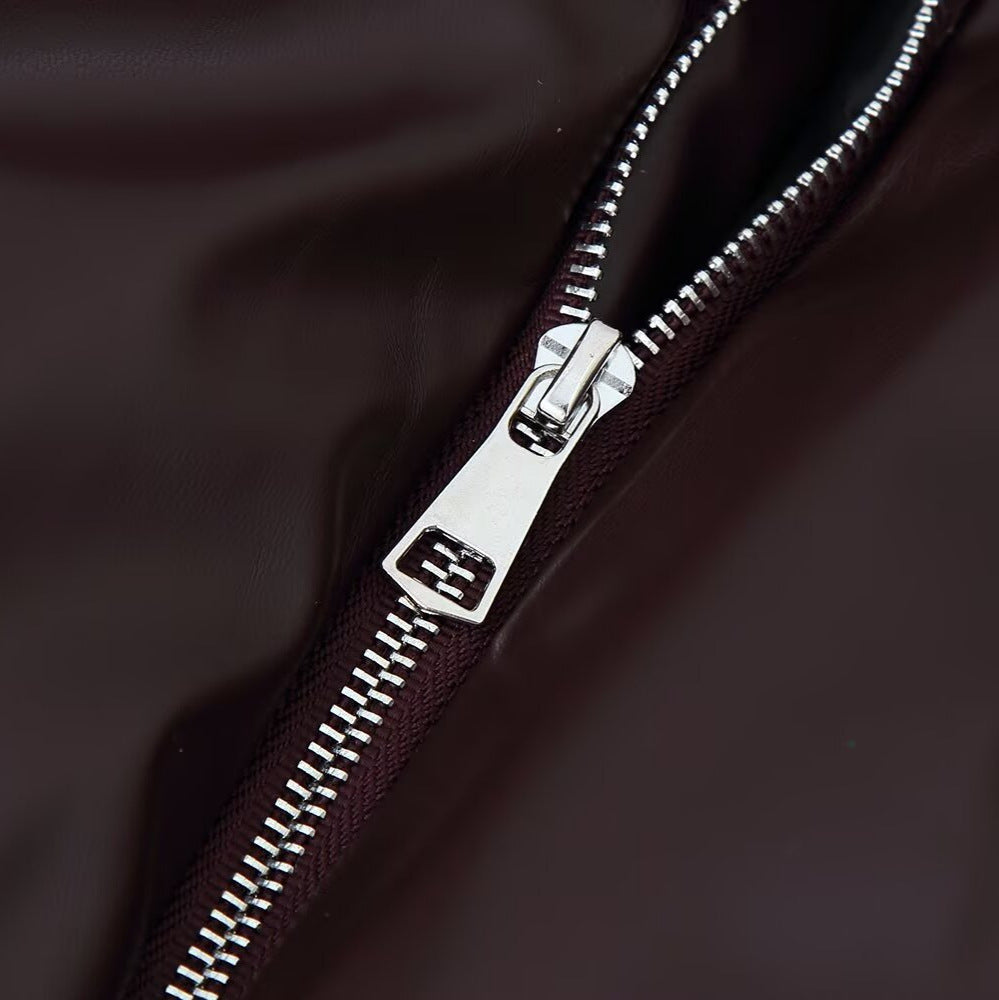 Damen modische cropped Jacke mit voluminösem Stehkragen Drune
