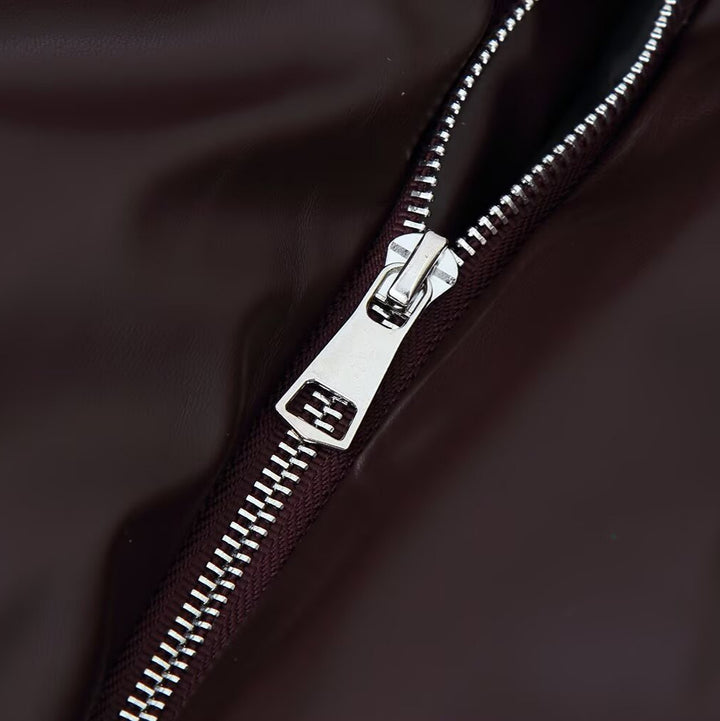 Damen modische cropped Jacke mit voluminösem Stehkragen Drune