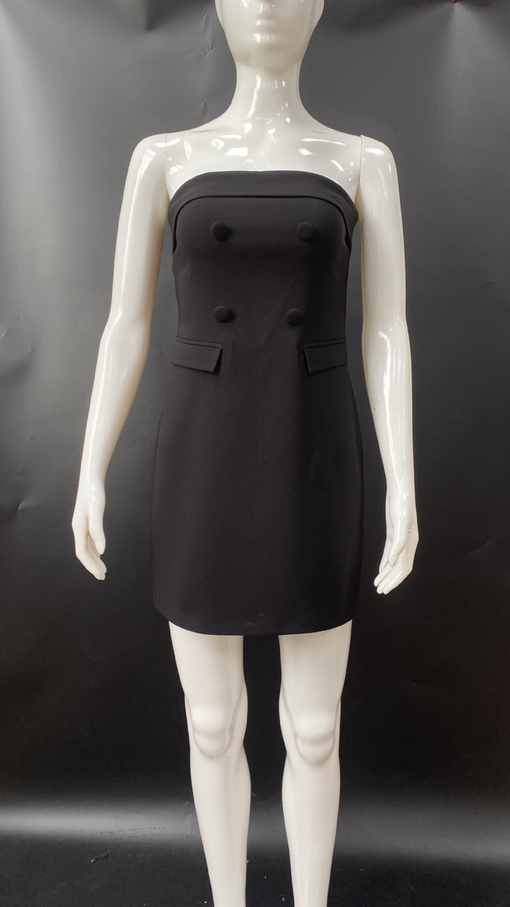 Damen Schickes Cocktailkleid mit unkonventionellem Bustier-Oberteil und Knopfdetails Drune