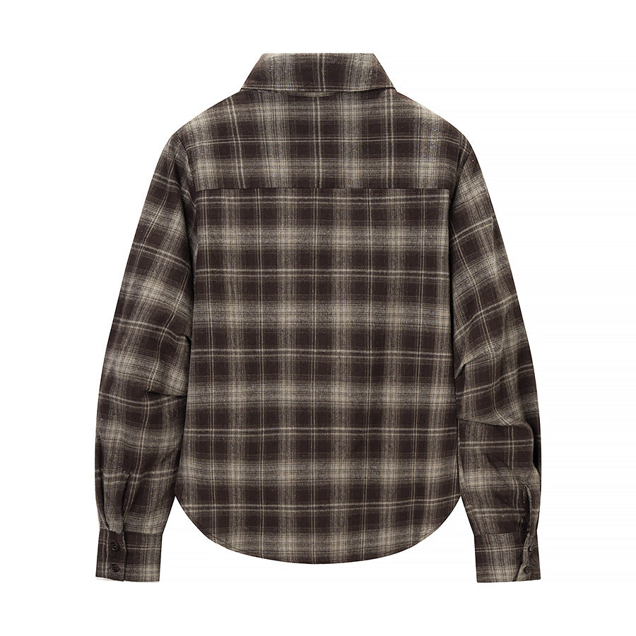 Damen Kariertes Baumwollhemd mit Wickel‑Drapierung und Oversize‑Silhouette Drune