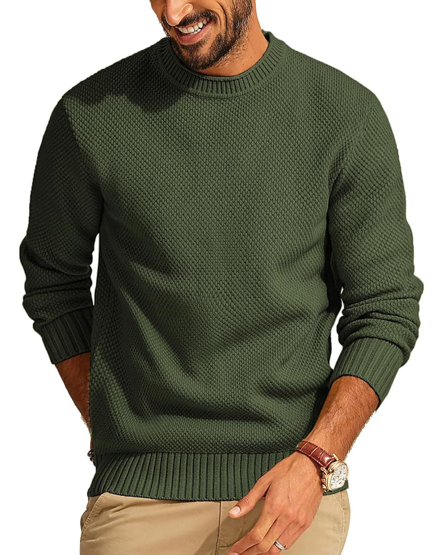 Herren Waffelstrick-Pullover mit Rundhalsausschnitt Drune
