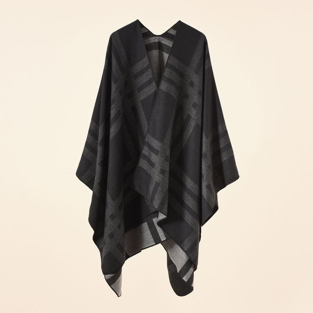 Damen Strickponcho im Paisley-Jacquard mit offener Vorderseite Drune