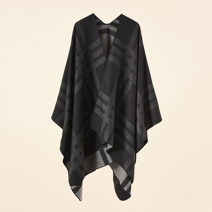 Damen Strickponcho im Paisley-Jacquard mit offener Vorderseite Drune