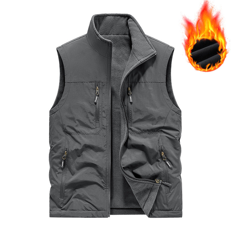 Herren Gefütterte Outdoor-Thermoweste mit Fleece-Innenfutter, Reißverschlusstaschen & winddichter Außenlage Drune