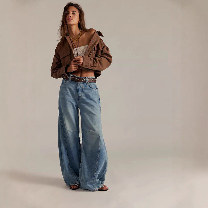 Damen nan kurze Utility-Überwurfjacke mit Druckknopf-Front und aufgesetzten Pattentaschen Drune
