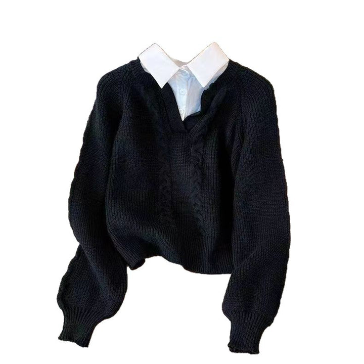 Damen Grobstrickpullover mit V-Ausschnitt und Drahtoptik Drune