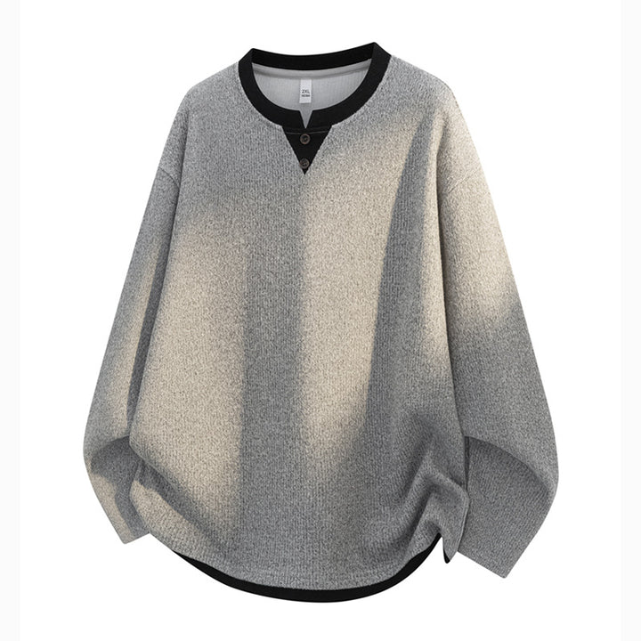 Herren Oversize-Henley-Sweatshirt mit Waffelstruktur & Knopfleiste Drune