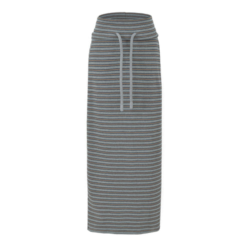 Damen Gestreifter Midirock aus Stretch-Jersey mit hohem Bündchen und Kordelzug Drune