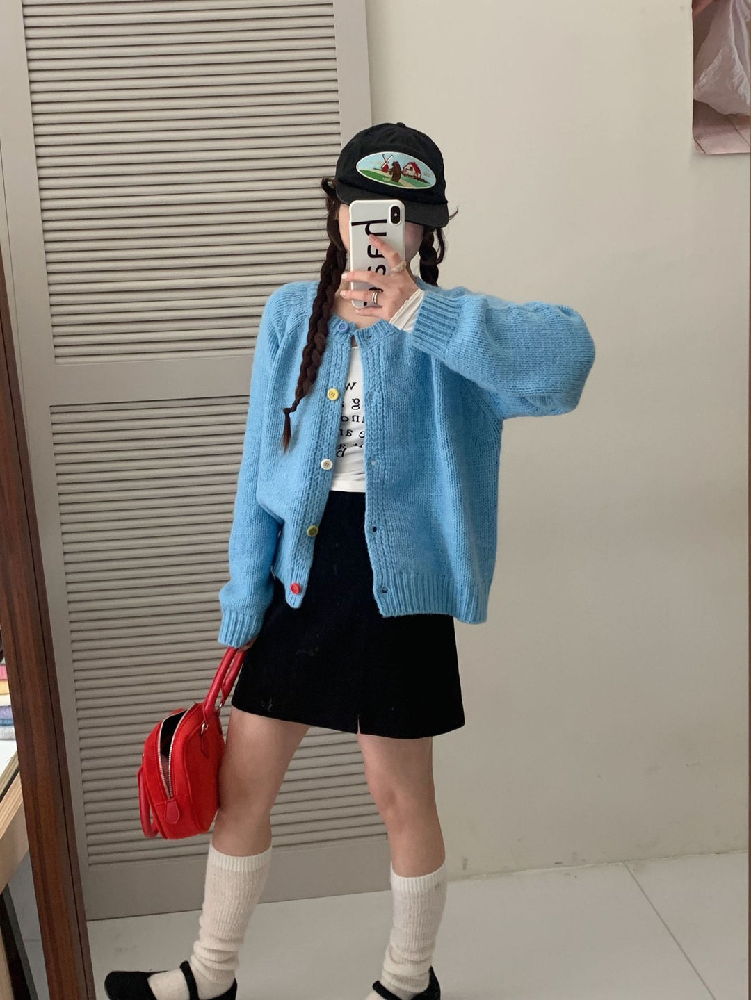 Damen Kuschelige Strickjacke mit bunten Knöpfen und lockerer Passform Drune