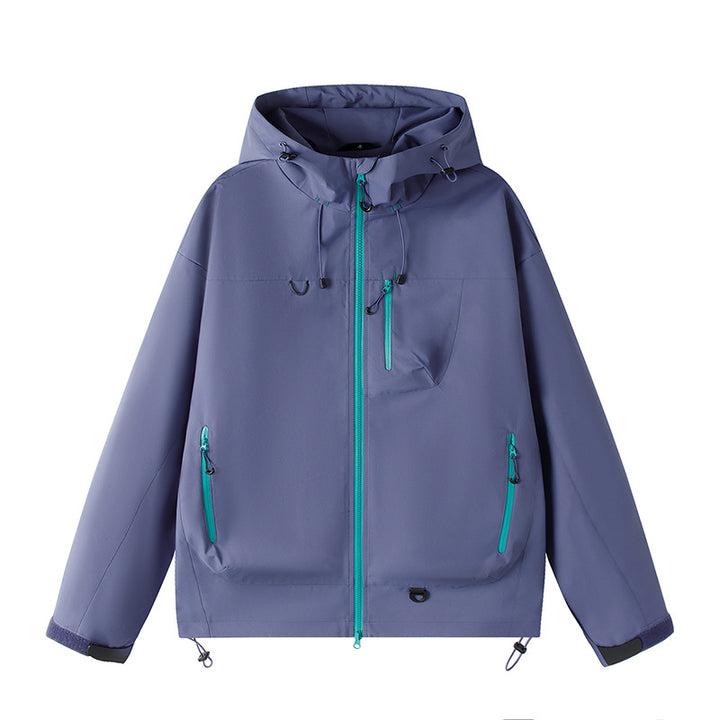 Herren Leichte Tech-Softshelljacke mit Kapuze, verstellbarem Saum und Kontrast-Reißverschlüssen Drune