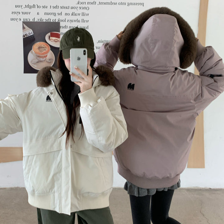 Damen Oversized Winterjacke mit abnehmbarem Kunstfellkragen und großen Taschen Drune