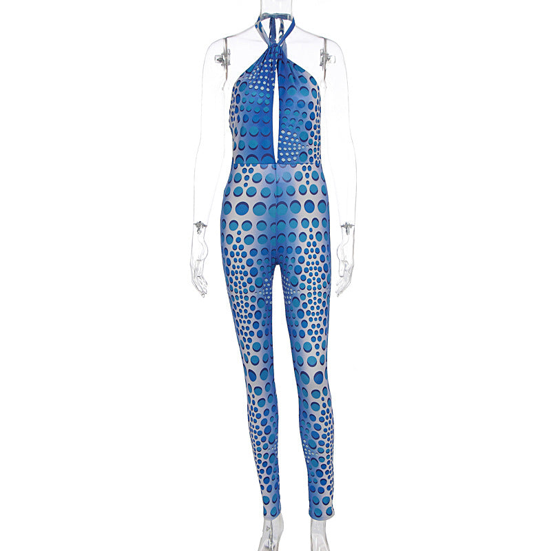Damen Bodycon Jumpsuit mit tiefem V-Ausschnitt und exklusivem Muster Drune