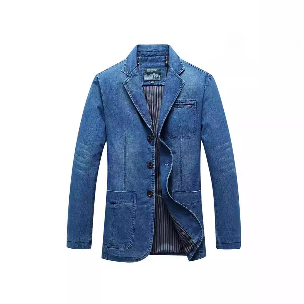 Herren Jeans-Sakko im lockeren Schnitt mit Reverskragen und aufgesetzten Taschen Drune