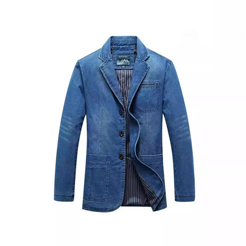 Herren Jeans-Sakko im lockeren Schnitt mit Reverskragen und aufgesetzten Taschen Drune