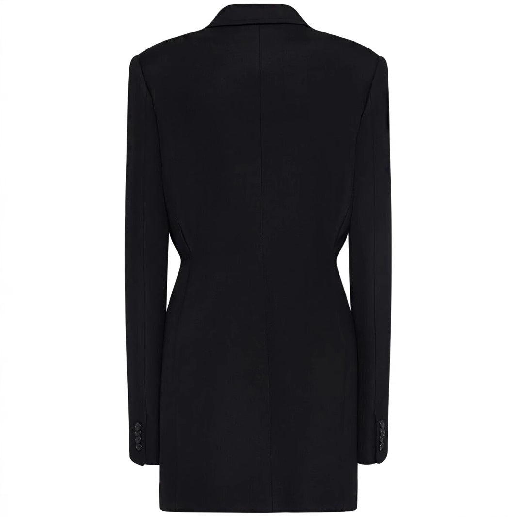 Damen Einreihiger Longblazer mit taillierter Silhouette und weiter Palazzohose Drune