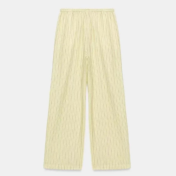 Damen Weite plissierte Loungehose mit elastischem Bund Drune
