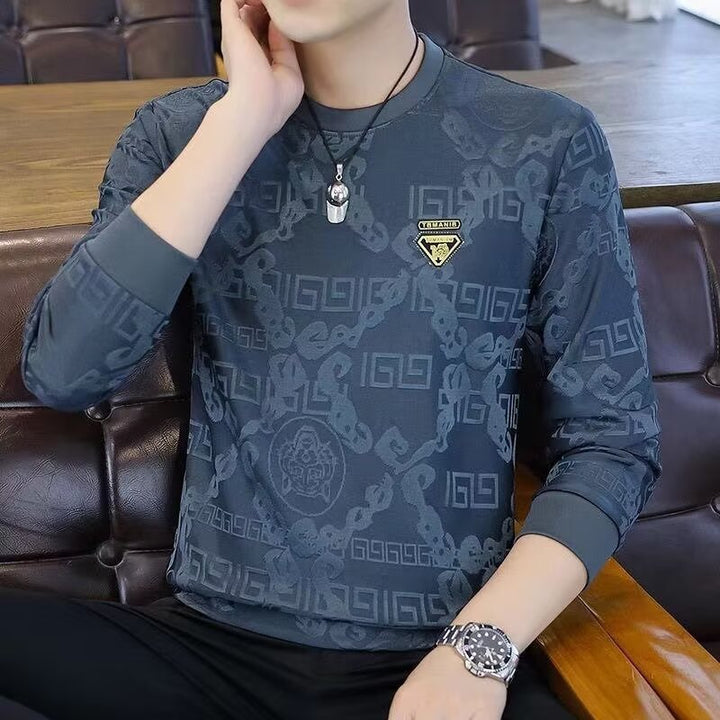 Herren Modernes Langarmshirt mit kreativem Strukturdesign Drune