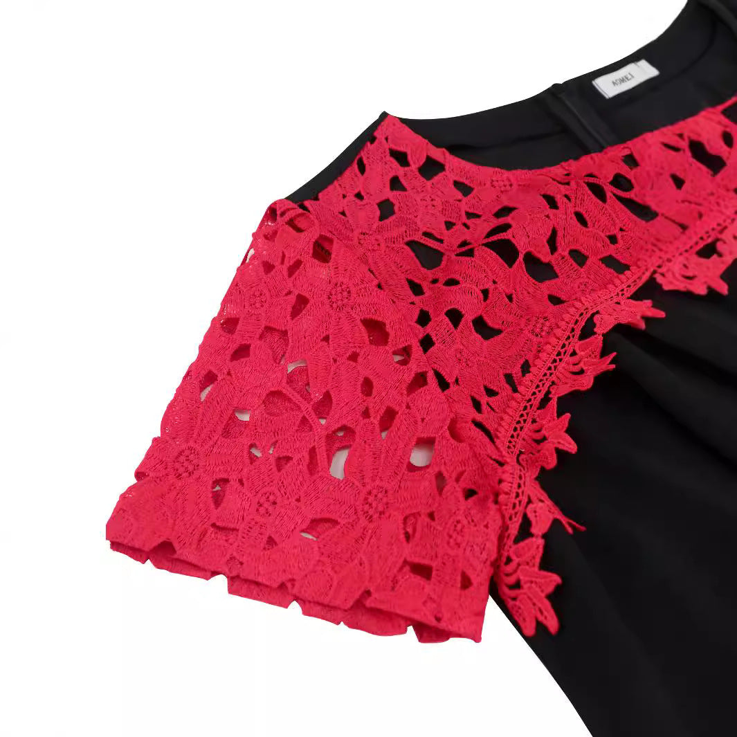 Damen Elegantes Kleid mit Spitzenakzenten und Figurbetontem Schnitt Drune