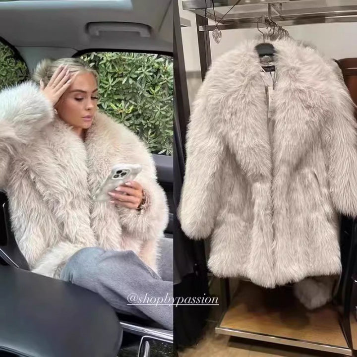 Damen Kuschelige Teddyjacke mit elegantem Revers und großzügigen Taschen Drune