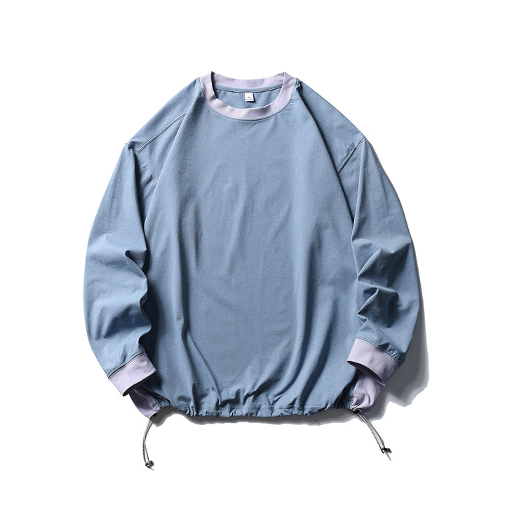 Unisex Oversize-Fleecepullover mit Kordelzugsaum und Kontrastkragen Drune