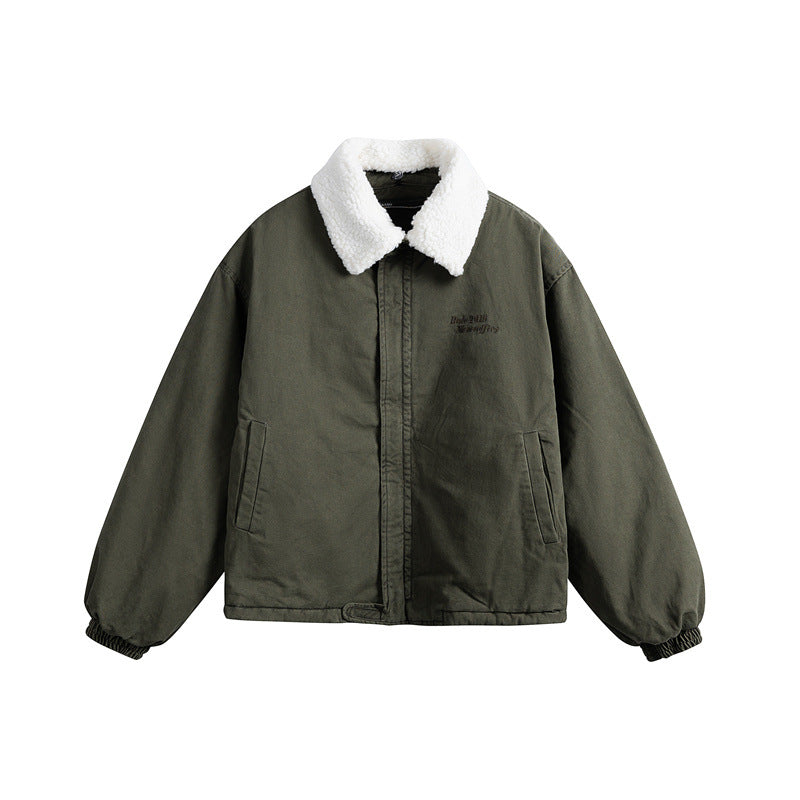 Herren Kurz geschnittener Canvas-Blouson mit Teddykragen und wattierter Thermofütterung Drune