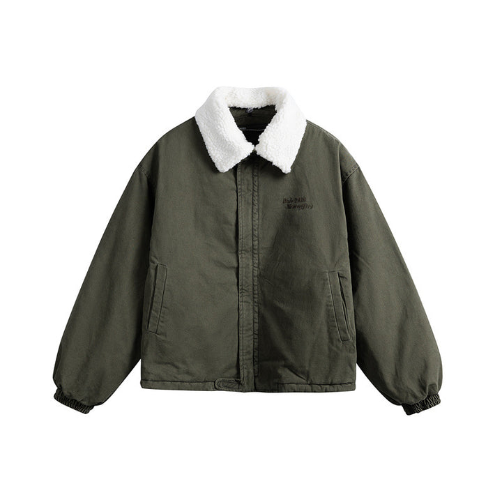 Herren Kurz geschnittener Canvas-Blouson mit Teddykragen und wattierter Thermofütterung Drune