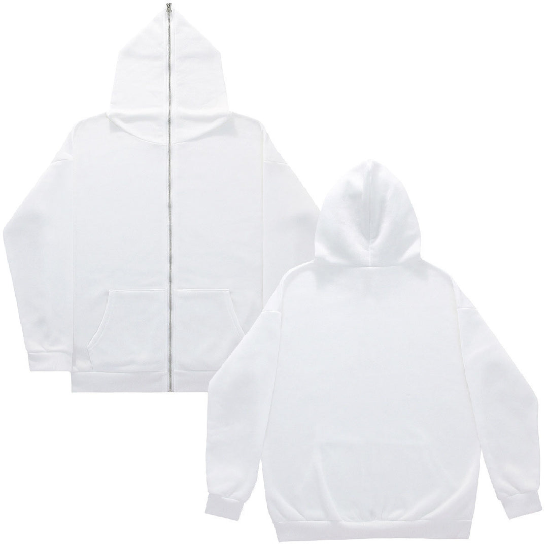Unisex Zip-Hoodie mit durchgehendem Reißverschluss bis in spitze Kapuze, Kängurutasche und gerippten Bündchen Drune