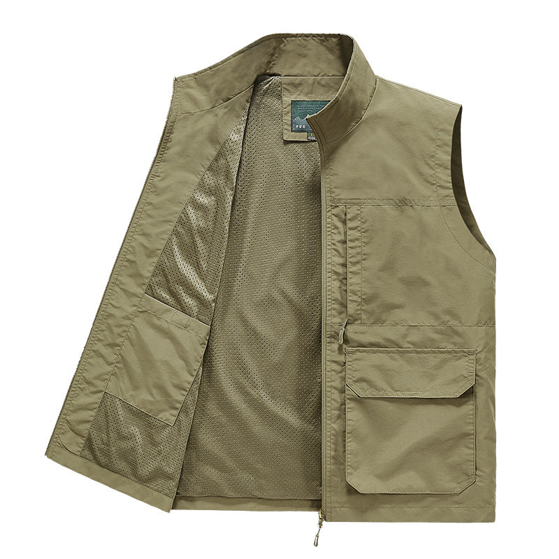 Herren Multifunktionale Utility‑Weste mit Mesh‑Futter, Reißverschluss & Mehrfachtaschen Drune