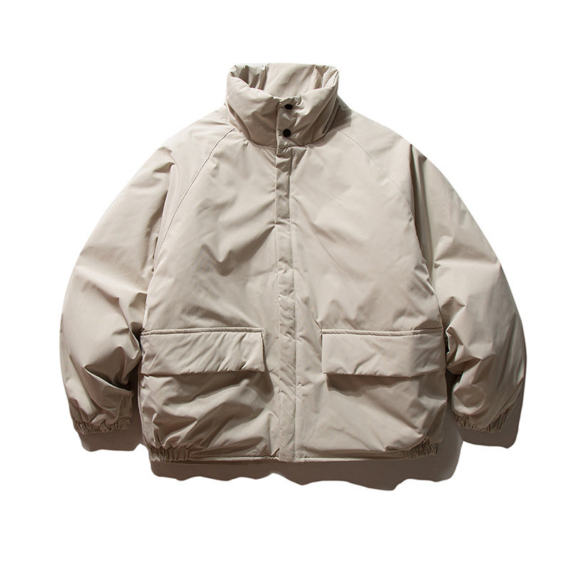Unisex Boxy Wattierte Übergangsjacke mit hohem Stehkragen, elastischen Bündchen und aufgesetzten Klappentaschen Drune