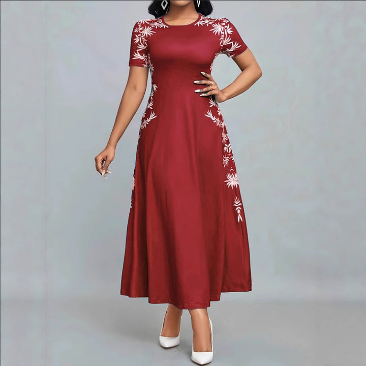 Damen Elegantes Maxikleid mit floralen Stickereien Drune