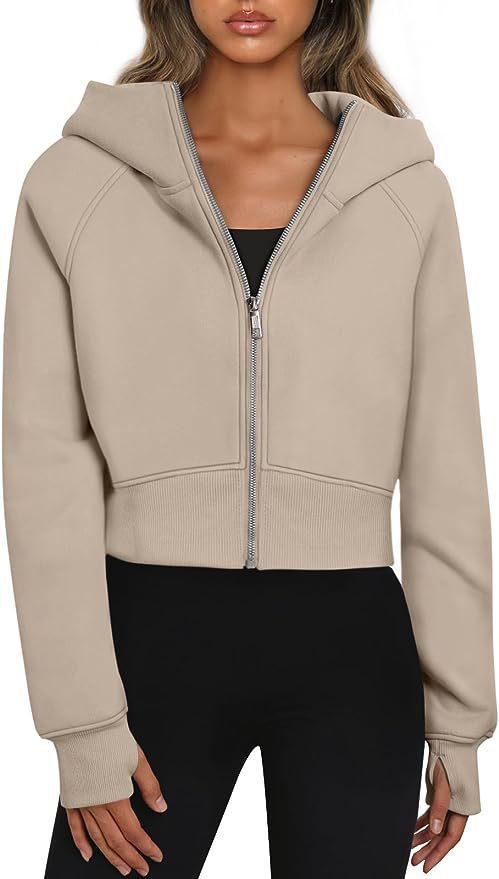 Damen cropped Kapuzenjacke mit Reißverschluss Drune