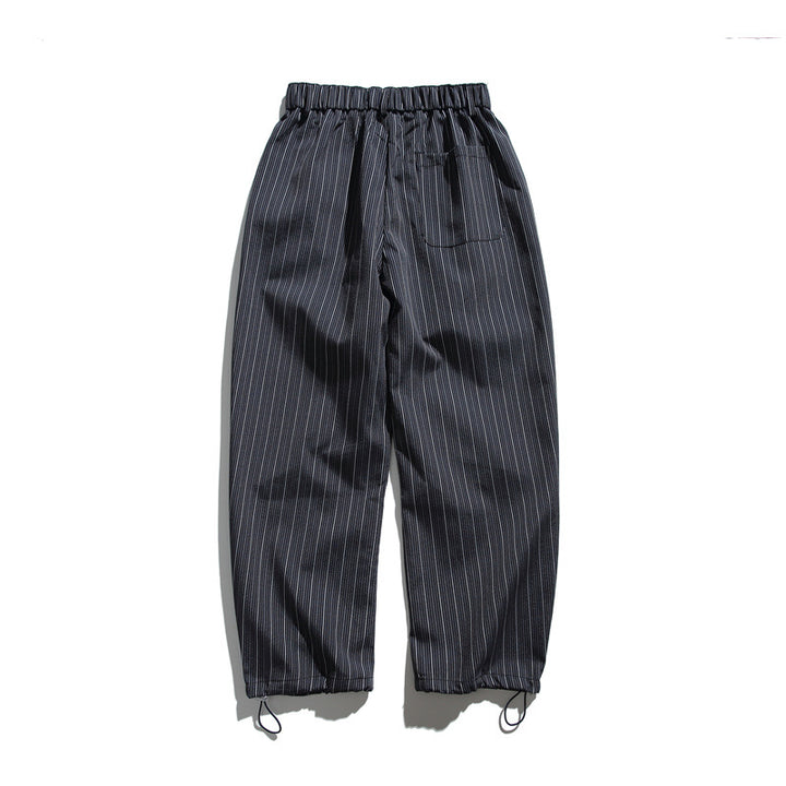 Herren Locker geschnittene Bundfalten-Hose mit Tunnelzug-Saum und Nadelstreifen Drune