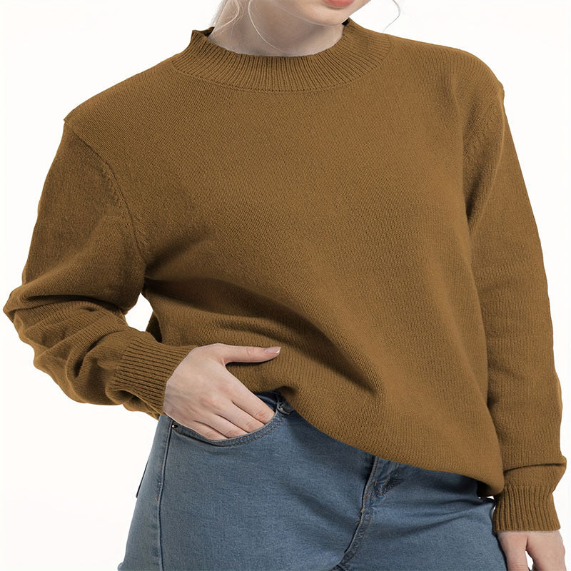 Damen Grobstrickpullover mit Rundhals und lässigem Schnitt Drune