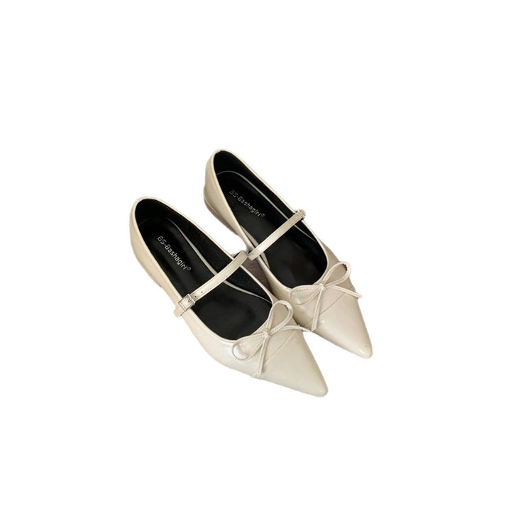 Damen elegante spitze Ballerinas mit verstellbarem Riemchen und dekorativem Knoten Drune
