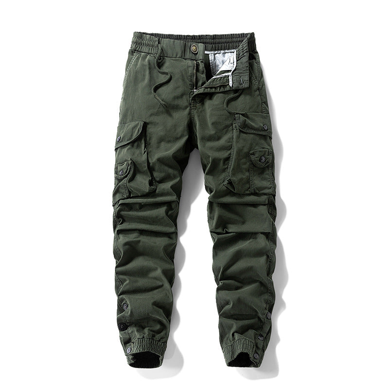 Herren Taktische Cargo-Joggerhose mit Tunnelzugbund und verstellbaren Druckknopf‑Taschen Drune