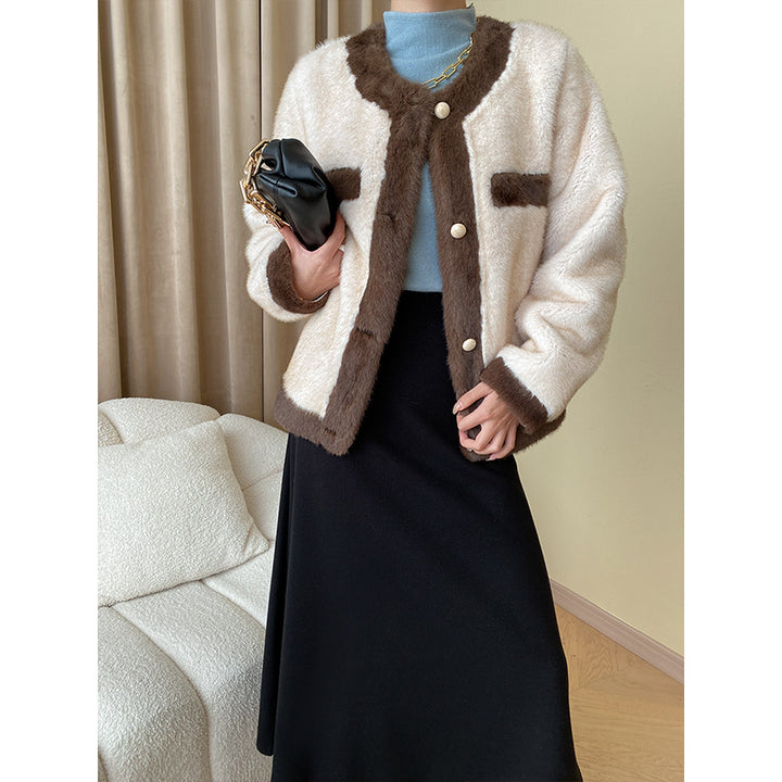 Damen Kuschelige Bouclé-Jacke mit dekorativer Knopfleiste Drune