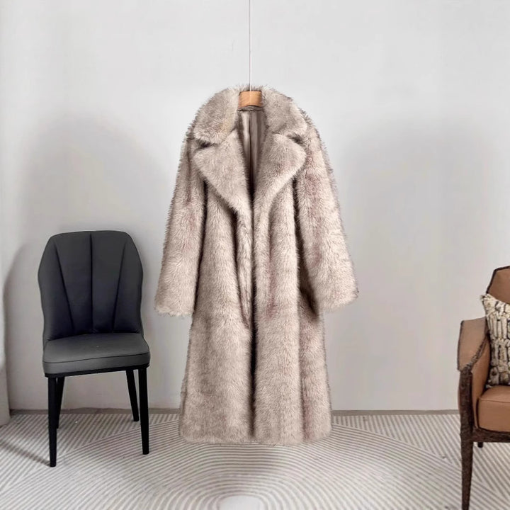 Damen luxuriöser kunstfellmantel im großzügigen Design Drune