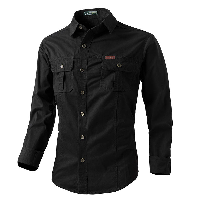 Herren nan leichte Overshirt-Jacke mit Klappbrusttaschen und klassischem Hemdkragen Drune