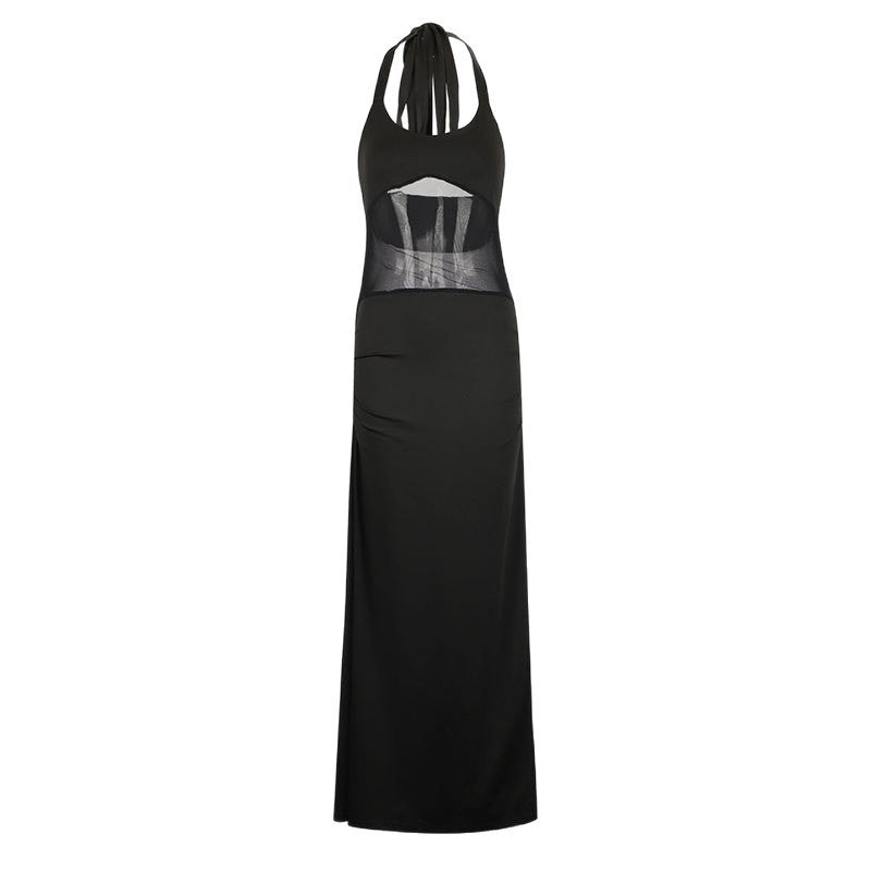 Damen Langes Abendkleid mit raffiniertem Mesh-Einsatz Drune