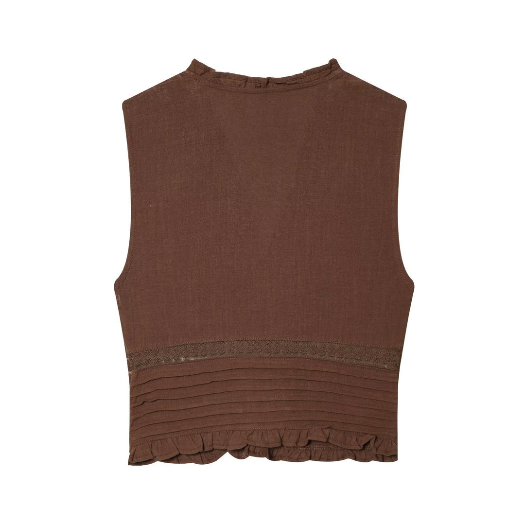 Damen Blusenshirt mit feiner Drapierung und dekorativen Knopfdetails Drune