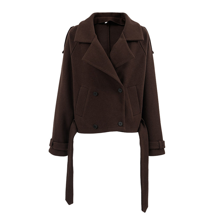 Damen elegante Oversized-Hochkragenjacke im minimalistischen Stil Drune