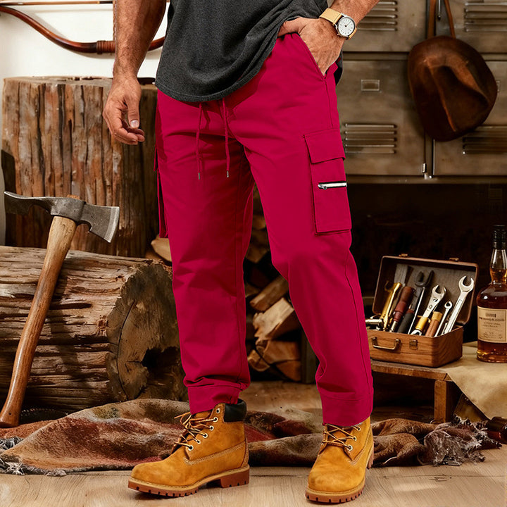 Herren Cargo-Jogginghose mit Multifunktionalen Reißverschluss-Taschen & Elastischem Bündchen Drune